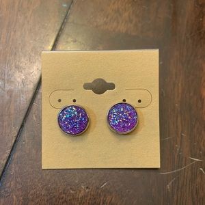 Purple Cabochon Earrings